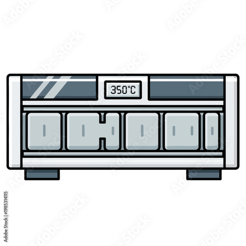 Modern Oven Displaying 350 Degrees Celsius, Kitchen Appliance Icon