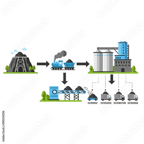 Coal Mining and Distribution Process Infographic