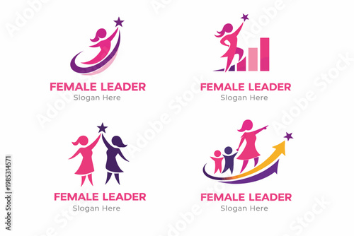 Female leadership vector illustrations empowerment success and growth concepts