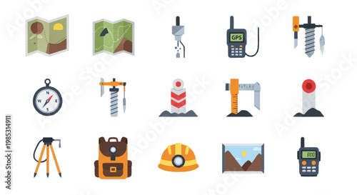Construction and Surveying Tools and Equipment Collection.