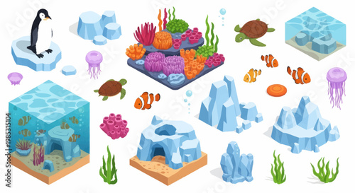 Collection of Aquatic and Arctic Elements for Design.