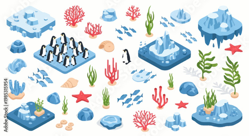 Arctic Penguin Colony and Underwater Life Collection.