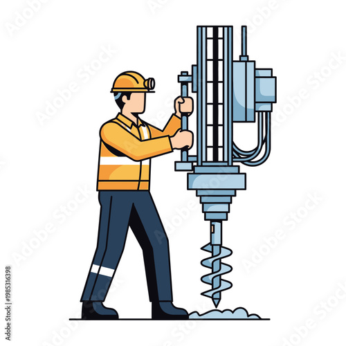 Miner Operating Drilling Machine for Construction or Mining Industry