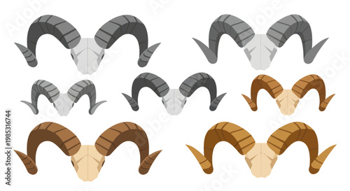 Ram Horns Set - Aries Zodiac Symbol & Wildlife Icon