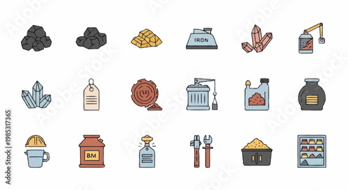 Collection of Industrial and Manufacturing Icons.
