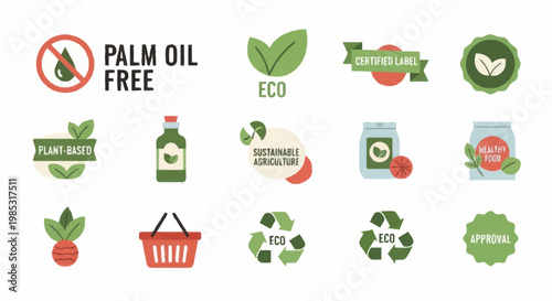 Palm Oil Free Eco Friendly Product Labels and Icons Collection.