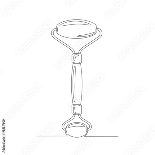 Minimalist Continuous Line Art Facial Jade Roller for Anti-Aging Beauty Ritual Spa Concept