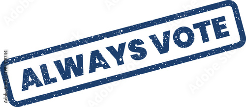 Encouraging citizens to participate in democratic processes with a distressed rectangular rubber stamp graphic