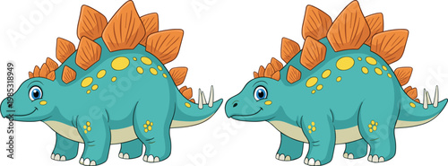 Friendly Stegosaurus Dinosaur Cartoon Character Set for Children Educational Books, Prehistoric Animal Graphics, Jurassic Theme Party Decorations, and Cute Nursery Vector Design