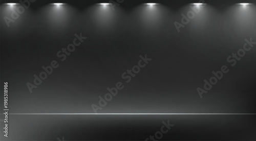 Empty black studio background. Empty Room Studio with table. Space for selling products, backdrop, wallpaper, background, text. Gradient table. Vector illustration.