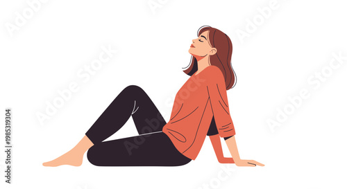 Woman in yoga pose, vector illustration, fitness exercise, healthy lifestyle
