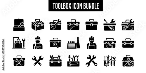 Professional Graphic Design Toolbox Icon Bundle for Industry and Repair Maintenance