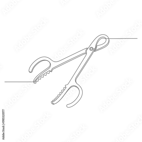 Minimalist Continuous Line Art of Beaker Tongs for Laboratory Science Design Symbolizing Safe Chemistry