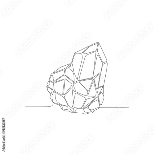 Minimalist Continuous Line Art of a Citric Acid Crystal for Cosmetic pH Adjuster Symbolizing Chemical Balance
