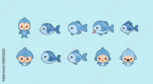 Cartoon fish and baby characters.