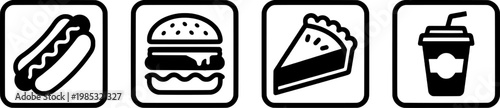 Icons of various fast food items