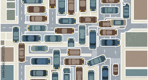 Aerial View of Cars Stuck in Traffic Jam on City Street.