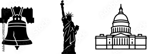 Iconic american landmarks in black and white