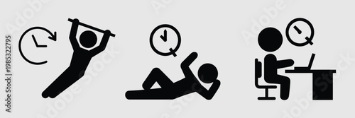 Icons of people relaxing and resting at different times and places vector illustration lifestyle leisure concept set