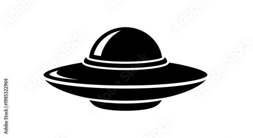 Black UFO Flying Saucer Icon.