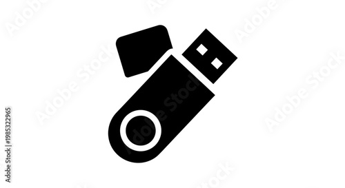 Black USB Flash Drive Icon.