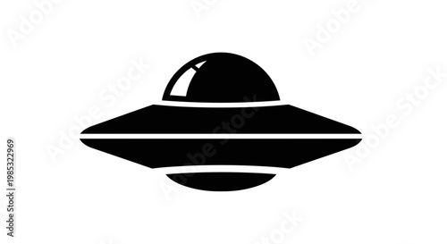 Black UFO Spaceship Icon Symbol.