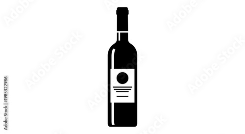 Black wine bottle with label.