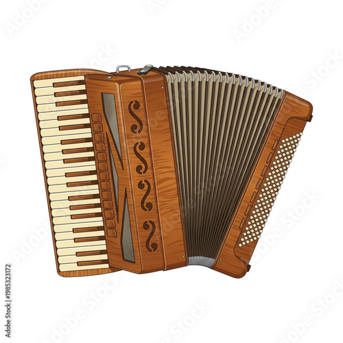 Classical Wooden Piano Accordion Illustration
