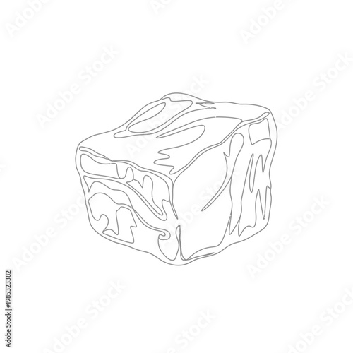 Continuous Line Art of Raw Unrefined Beeswax, Natural Chunk Illustration for DIY Cosmetic Formulations