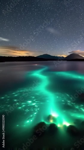 Bioluminescent Bay at Night Time.