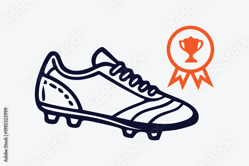 Soccer Football Shoe Cleat with Champion Medal Vector Icon
