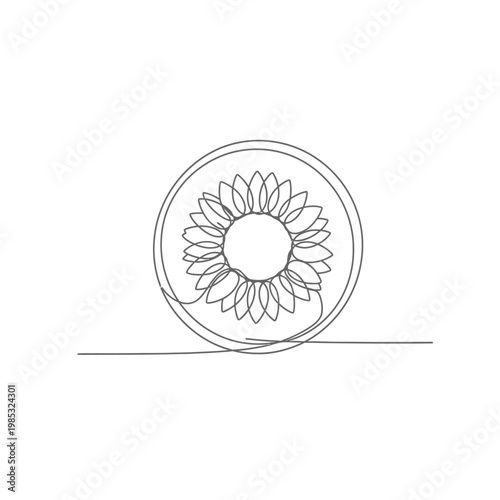 Minimalist Line Art of a Sunflower Wax Pellet, Vegan Cosmetic Ingredient Illustration for DIY Formulations