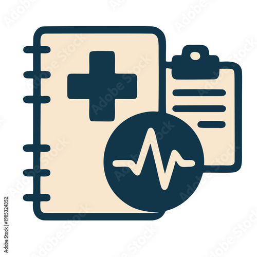 Retro Flat Medical Report Diagnostic Healthcare Clipboard Notebook Illustration