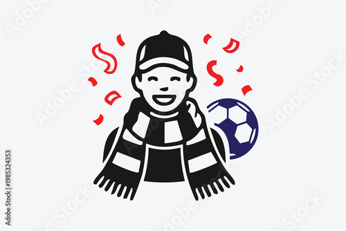 Happy Soccer Football Fan Celebrating Victory Vector Icon