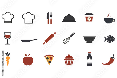 Collection of icons representing various culinary and dining elements