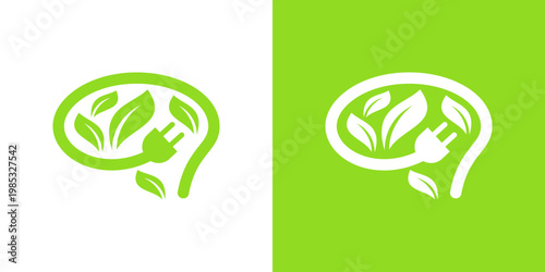 Dual meaning logo combining brain, plug, and energy elements, symbolizing smart power, intelligent energy solutions, innovation, and the fusion of human thinking with advanced electrical technology.