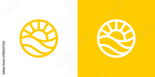Dual meaning logo combining sun and wave elements, symbolizing energy, vitality, renewal, harmony, and the balance between warmth and fluid natural movement.