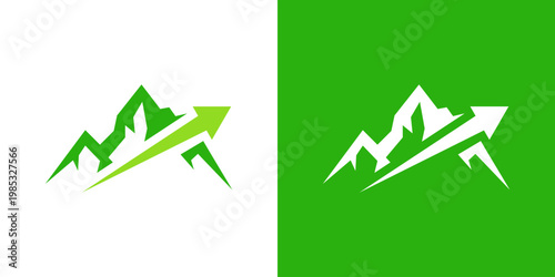 Dual meaning logo combining mountain and arrow growth elements, symbolizing ambition, steady progress, resilience, and the drive to reach higher goals through continuous improvement and determination.