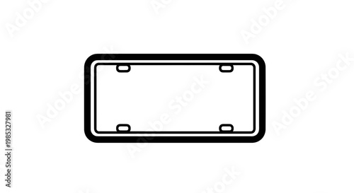 Blank License Plate Frame Outline Vector Graphic