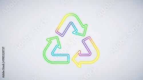 Vibrant neon recycling symbol promoting ecological responsibility and sustainable resource
