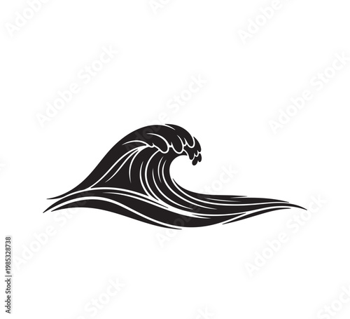 Dynamic and powerful ocean wave illustration capturing the essence of marine strength, natural aquatic motion, and the invigorating flow of the sea