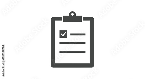 Clipboard with checklist and check mark icon, isolated on white background.