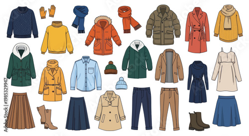 Winter Fashion Collection: Coats, Jackets, Sweaters, Scarves, Hats, Gloves, Pants, Skirts