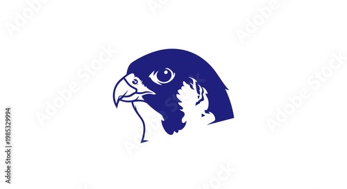 Blue Falcon Head Silhouette on White Background - Vector Art
