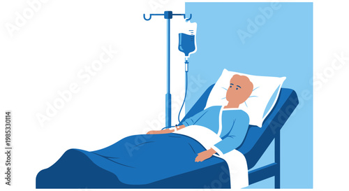 Patient Receiving Intravenous Infusion in Hospital Bed
