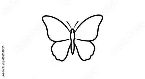 Simple Butterfly Outline Icon, Minimalist Insect Drawing, Vector Art