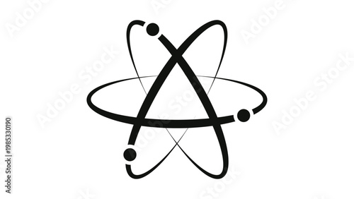 Classic atomic structure illustration depicting electron orbits around a nucleus. Vector