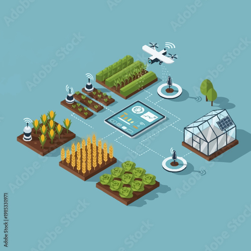 Modern smart farm technology and sustainable agriculture.