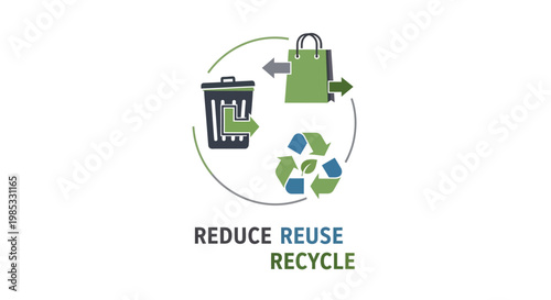 Eco-friendly recycling concept with reduce reuse recycle symbols