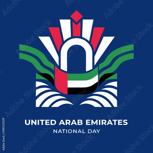 United Arab Emirates National Day emblem on blue background